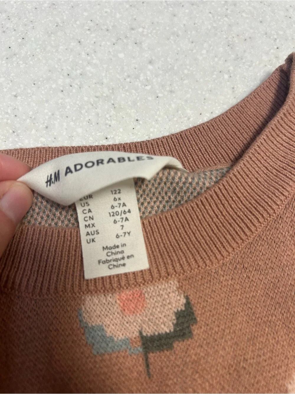 H&M Adorables Floral Knit Sweater Vest Size 6 Neutral Brown